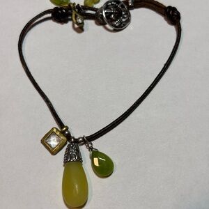 Silpada silver/brass bracelet B1248- lime green stones